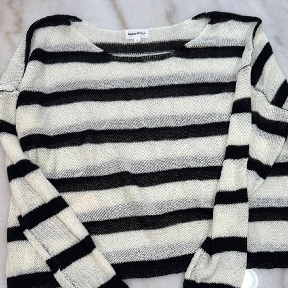 Superdown Black and White Crew Neck Sweater